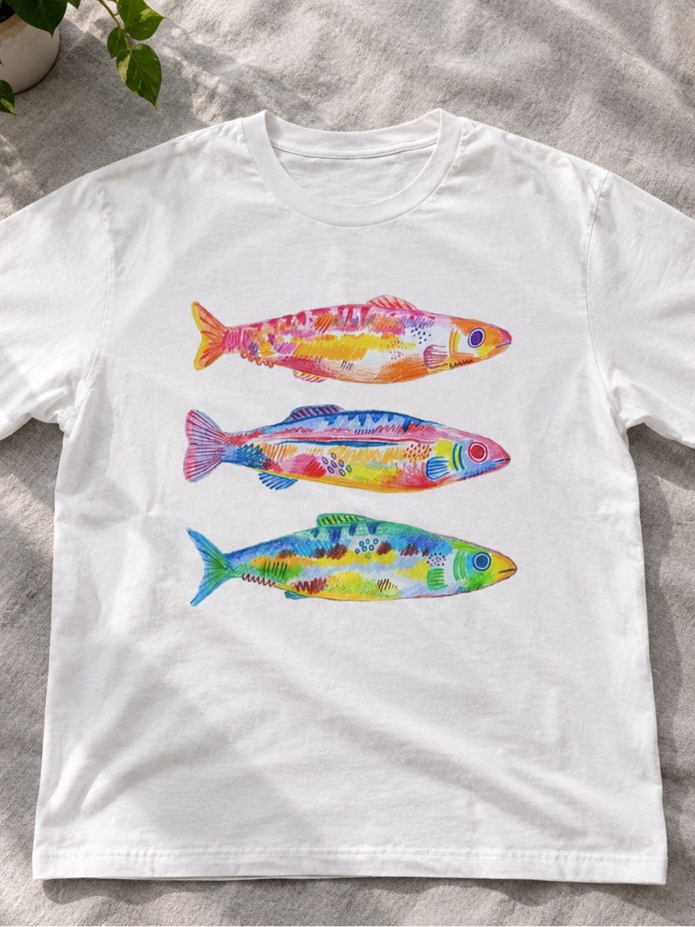 Colorful Fish Gildan White T-Shirt